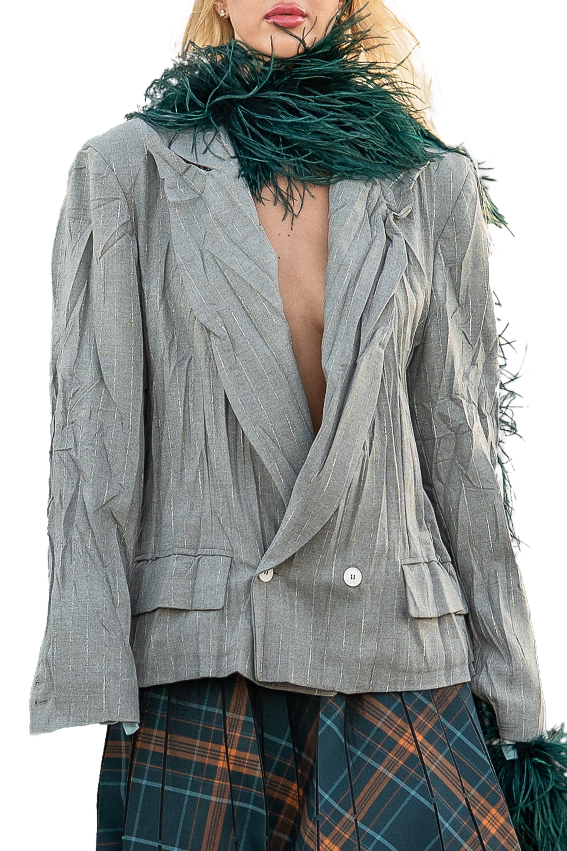 Giacca in gessato di lana