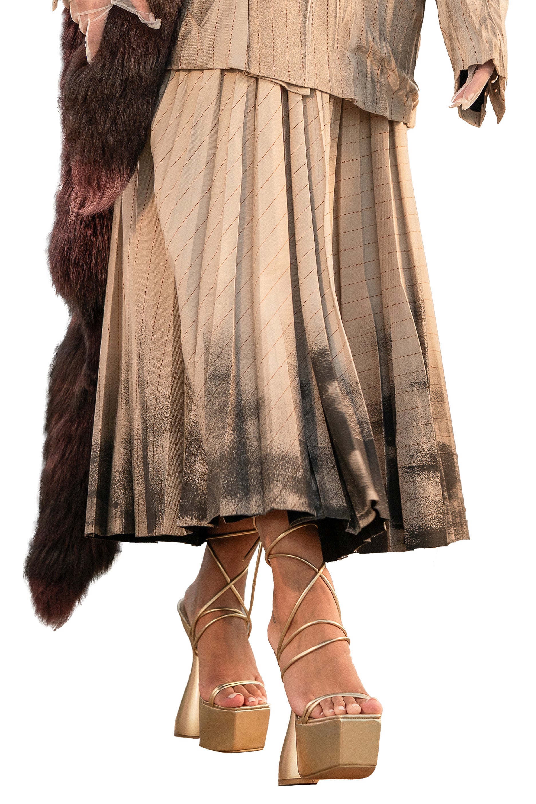 Gonna in lana gessata plissettata