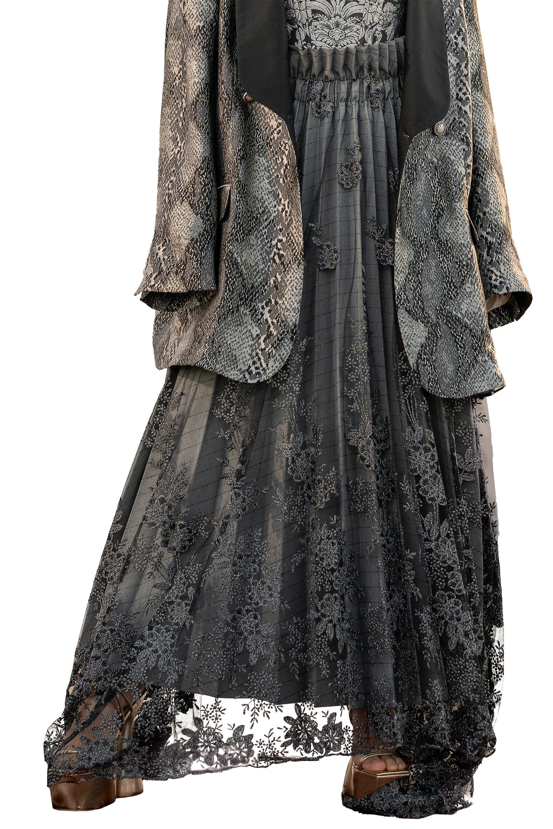 Gonna plisse soleil gessato