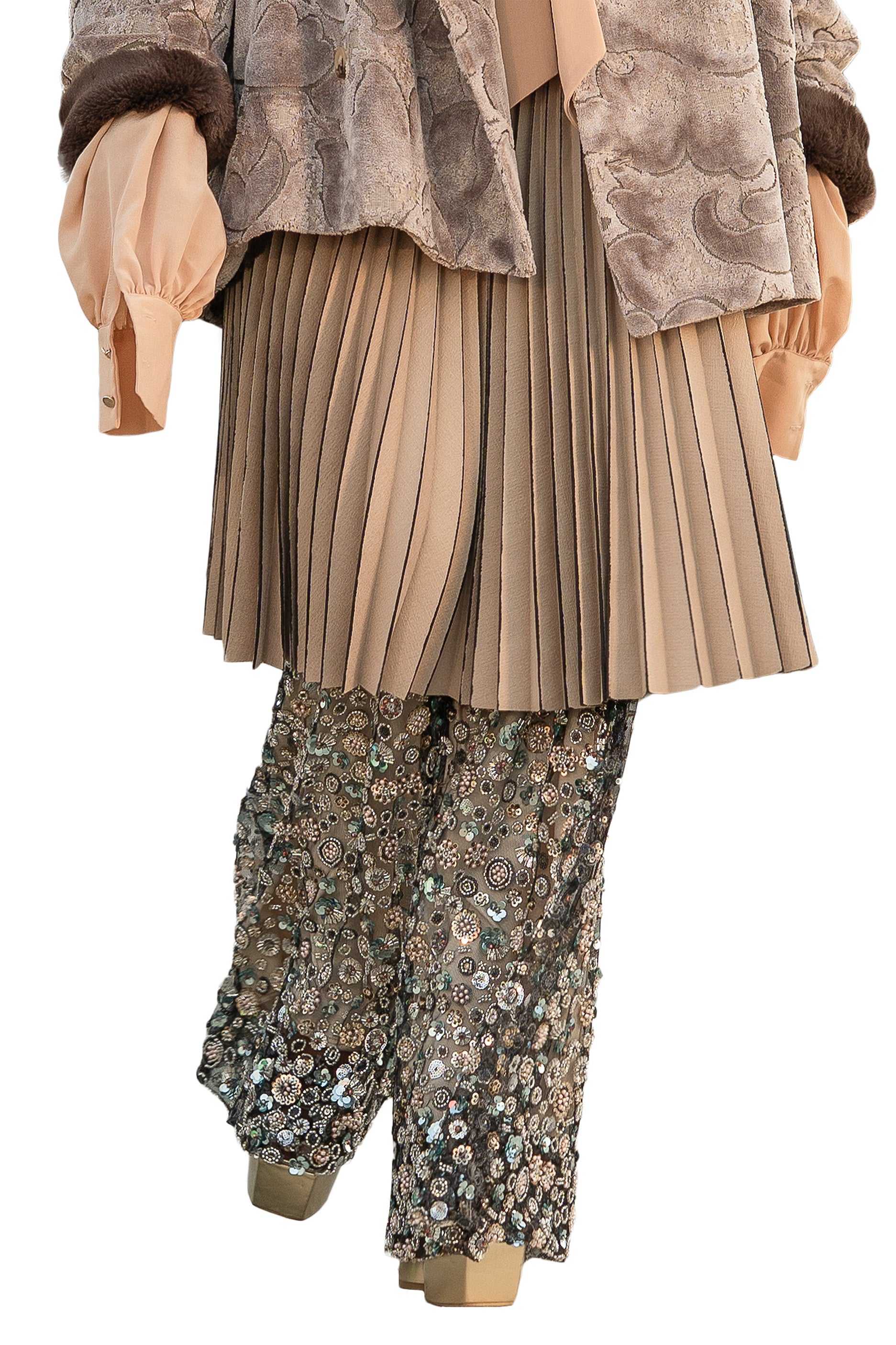 Pantalone in cristalli e fiori