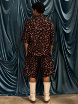 Camicia bowling in jacquard flora black