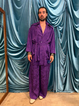 Completo in viscosa coreana jacquard floreale –  Purple