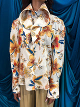 Camicia oversize collar ethnic flowers