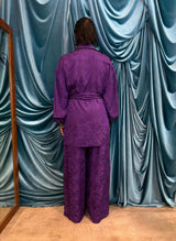 Completo in viscosa coreana jacquard floreale –  Purple