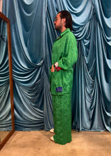 Completo in viscosa coreana jacquard floreale –  Emerald Green
