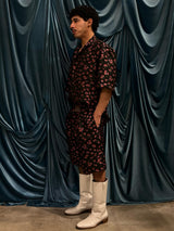 Camicia bowling in jacquard flora black