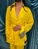 Completo in viscosa coreana jacquard floreale Yellow