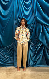 Camicia oversize collar ethnic flowers