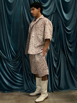 Camicia bowling in jacquard flora