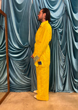 Completo in viscosa coreana jacquard floreale Yellow
