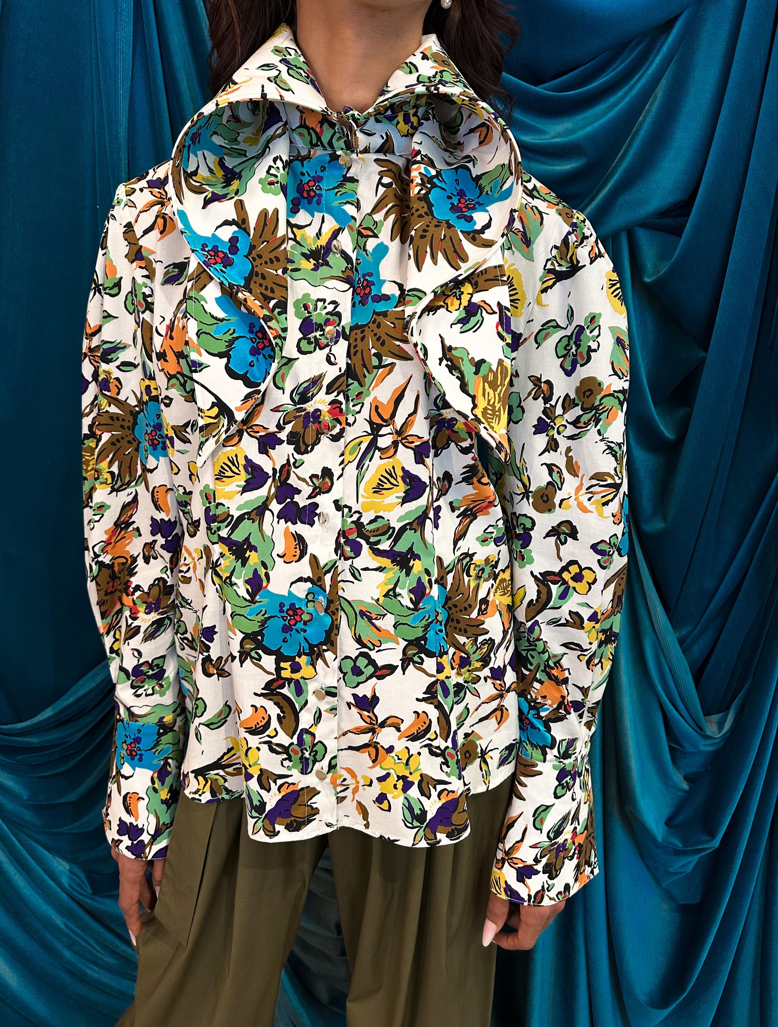 Camicia oversized collar flora
