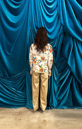 Camicia oversize collar ethnic flowers