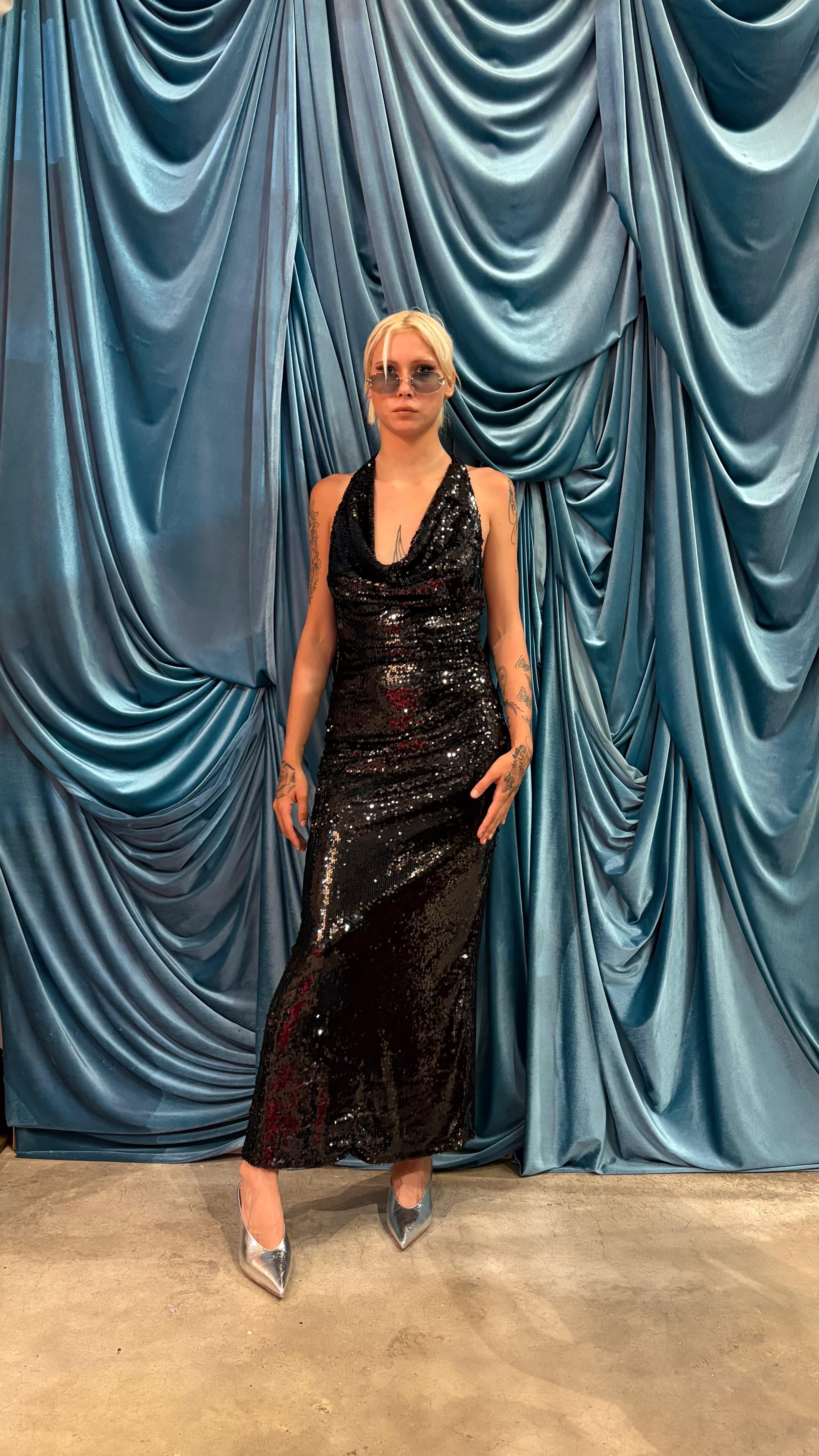 Abito Full paillettes Black