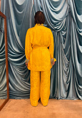 Completo in viscosa coreana jacquard floreale Yellow