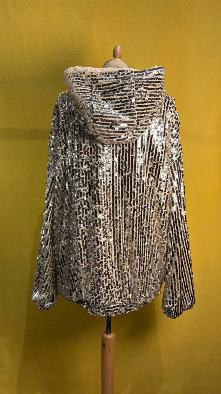 Bomber in paillettes argentate