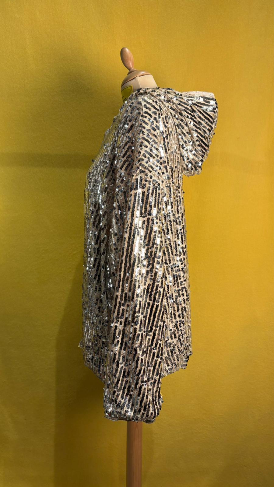 Bomber in paillettes argentate