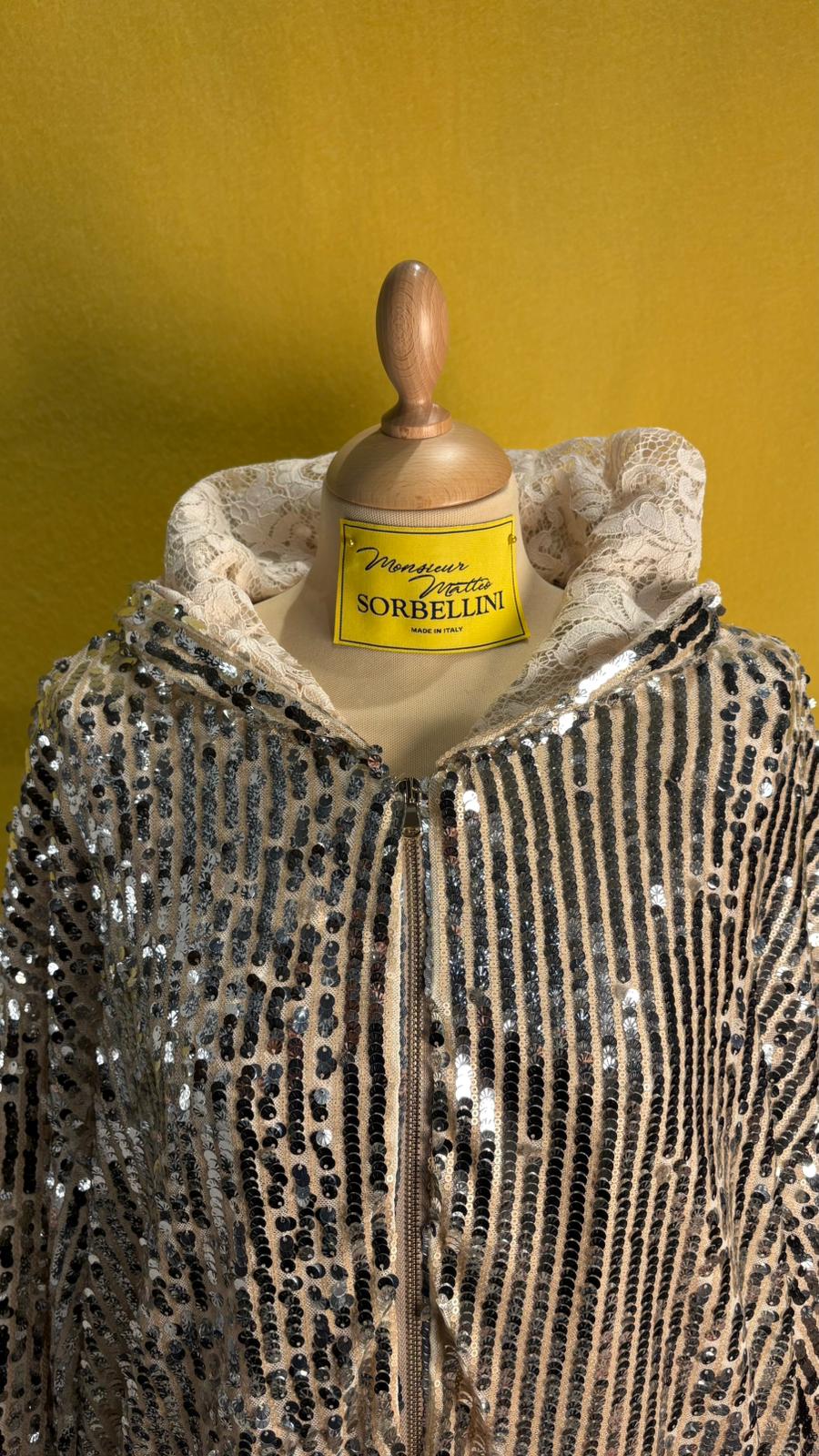 Bomber in paillettes argentate