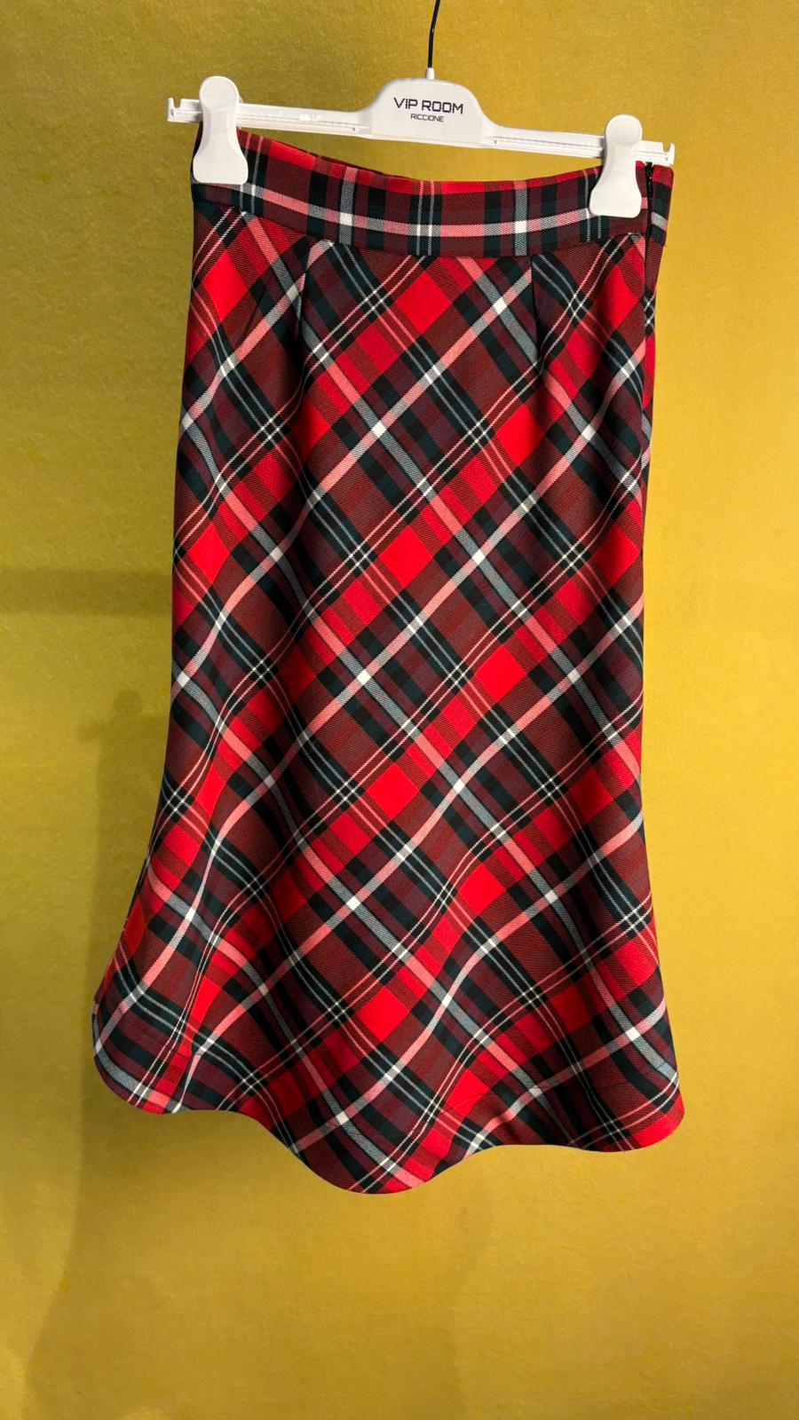 Gonna matita in pura lana tartan