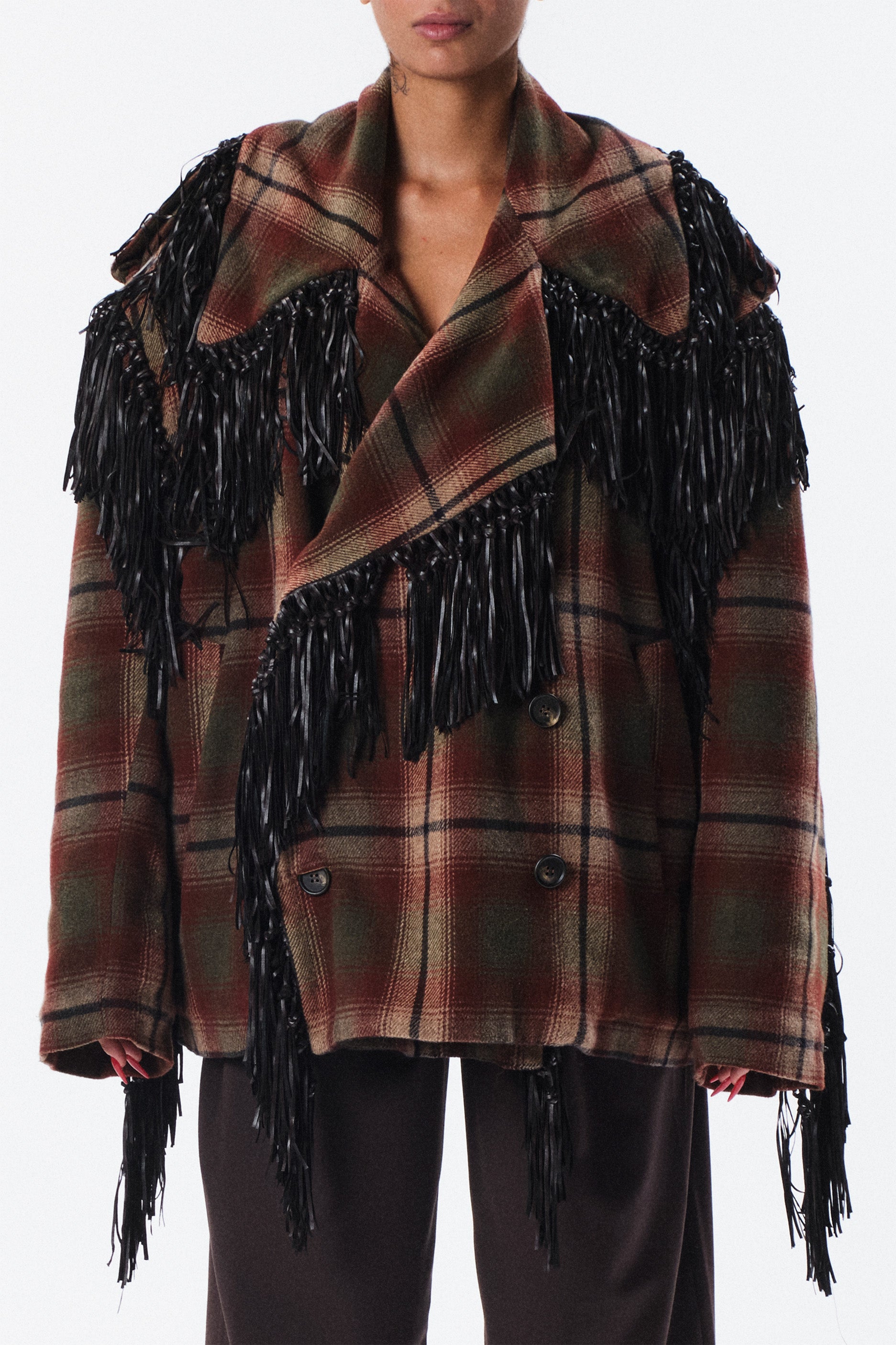 Caban Querelle in lana tartan