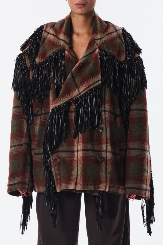Caban Querelle in lana tartan