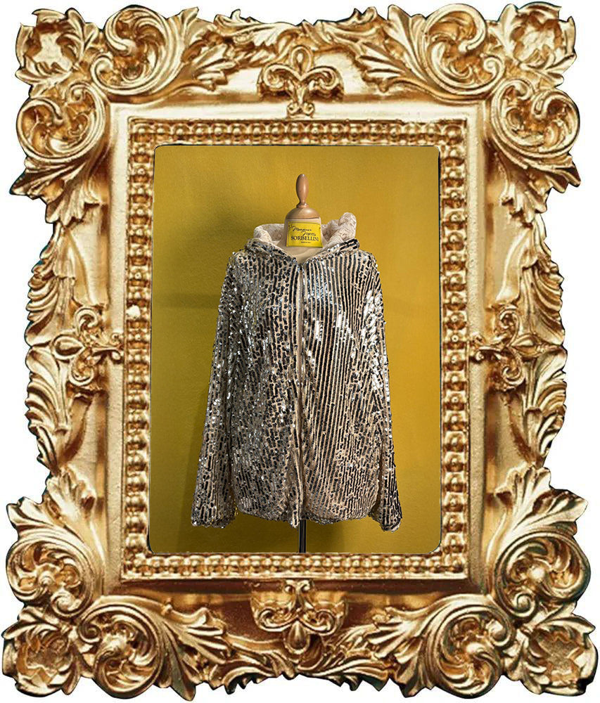 Bomber in paillettes argentate