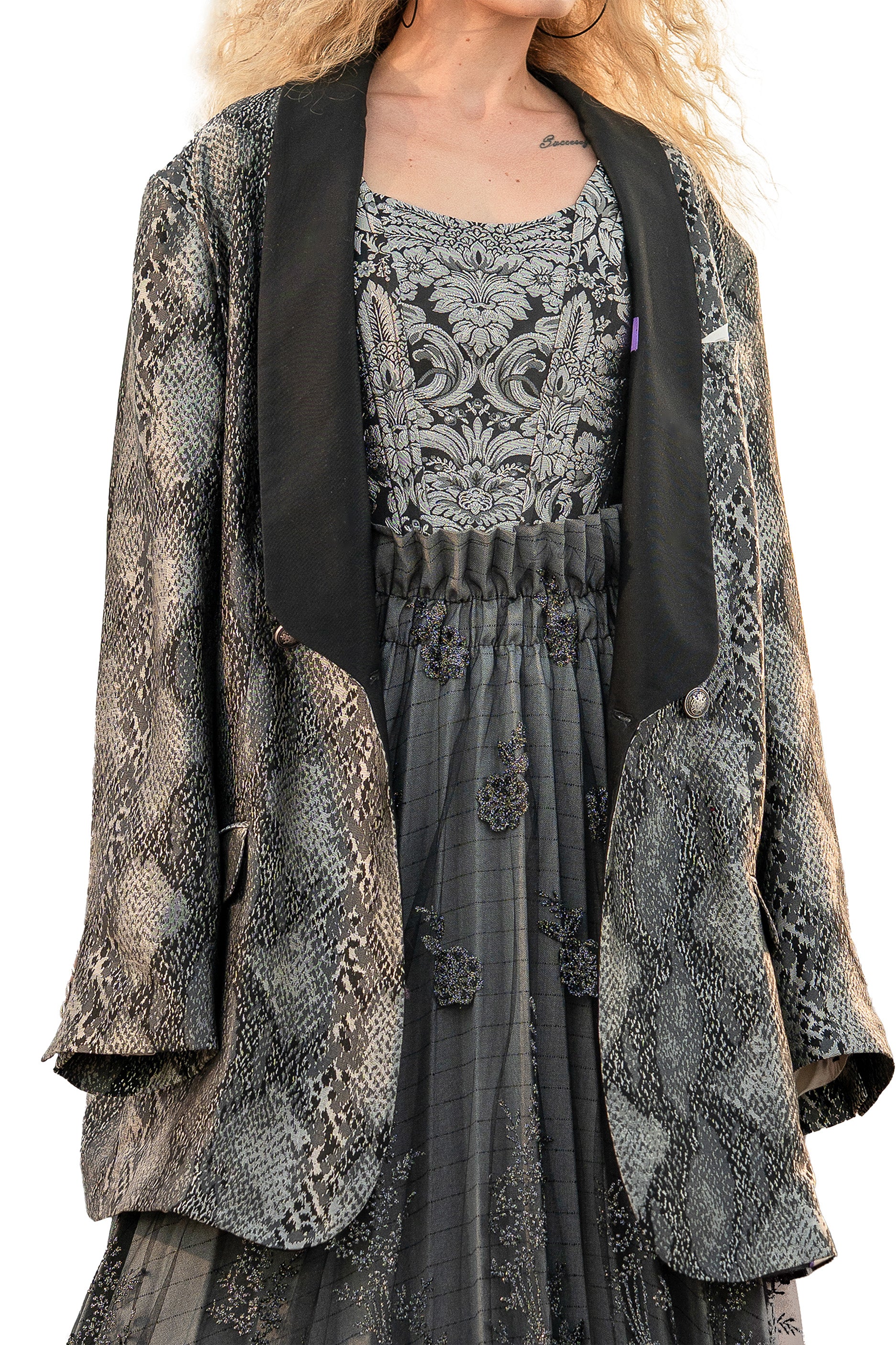 Giacca jacquard effetto pitone