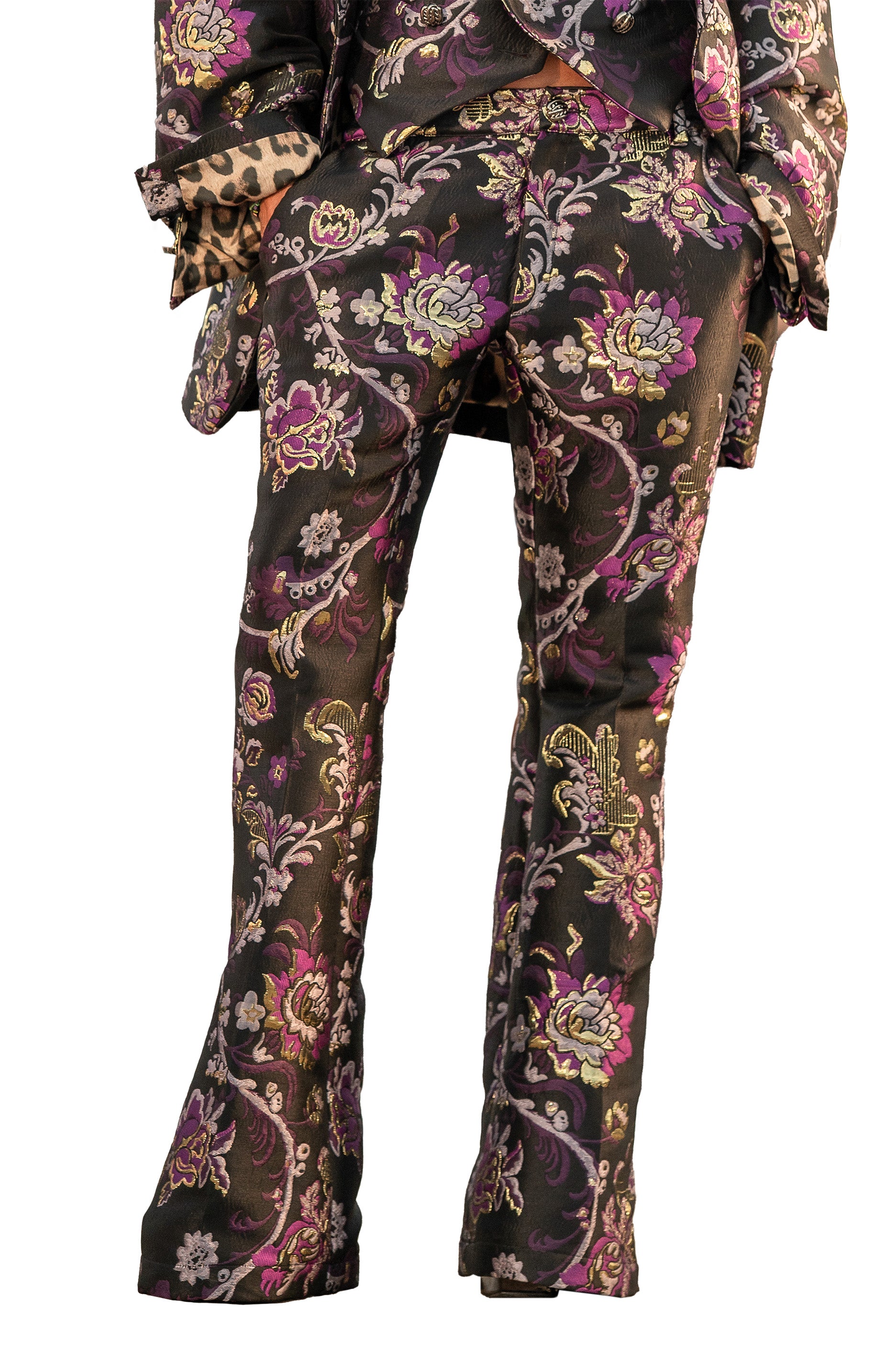 Pantaloni jacquard con lurex