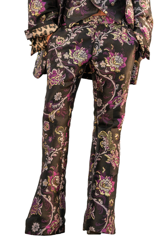 Pantaloni jacquard con lurex