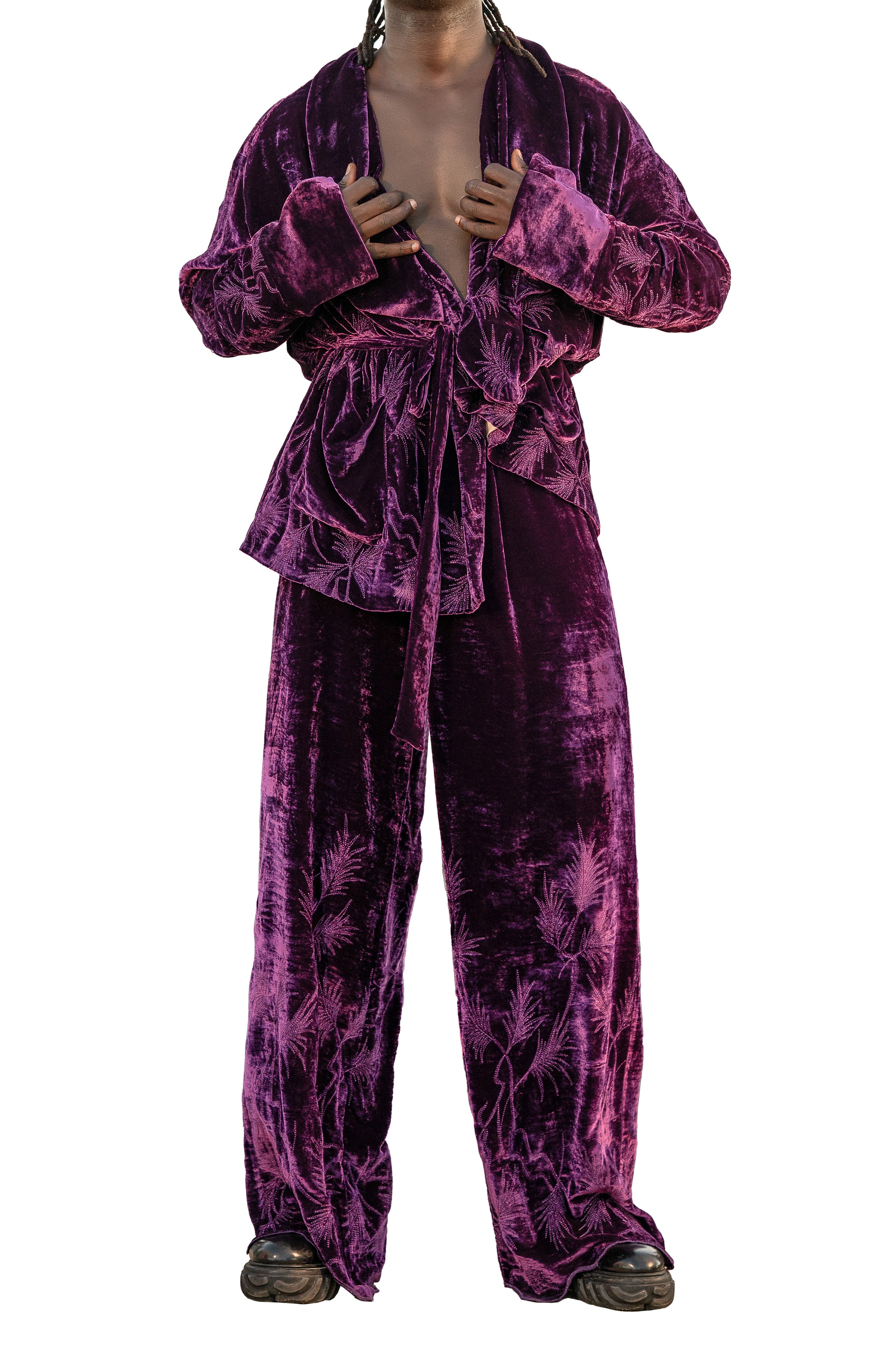 Pijama in panne di velluto